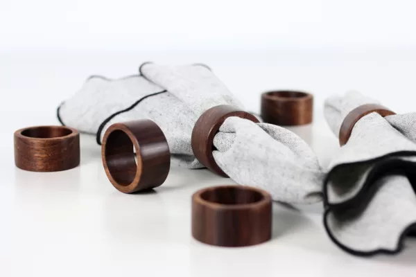 Napkin rings from walnut wood