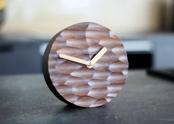 Walnut wood table clock